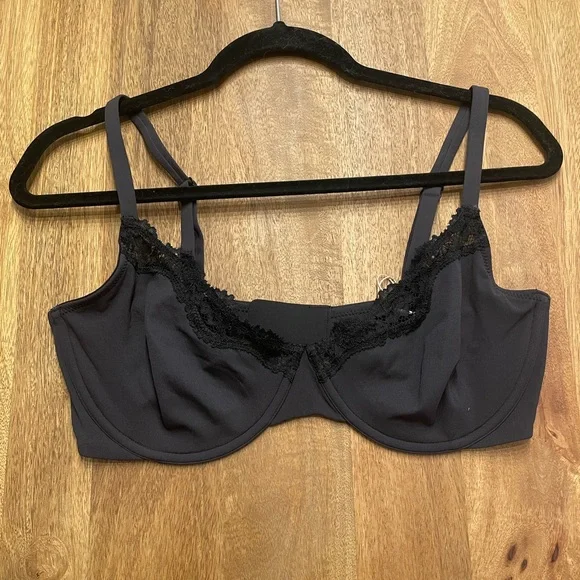 SKIMS Black Lace-Trim Bra 36DD - Picture 2 of 5